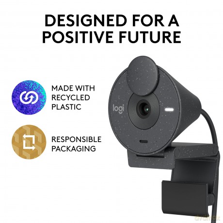 Logitech - Brio 300 Full HD webcam, Graphite