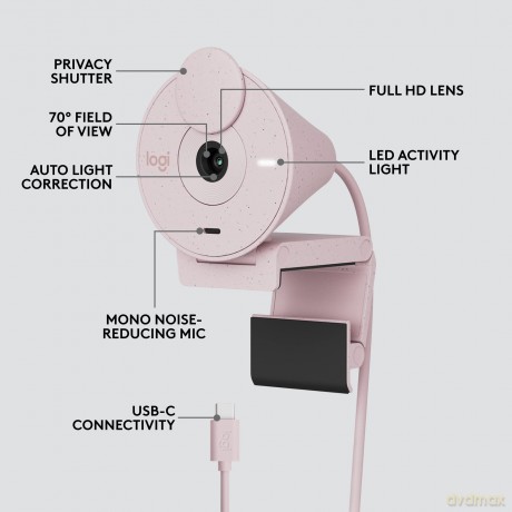 Logitech - Brio 300 Full HD webcam, Rose