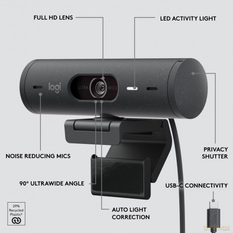 Logitech - Brio 500 Full HD Webcam USB-C GRAPHITE