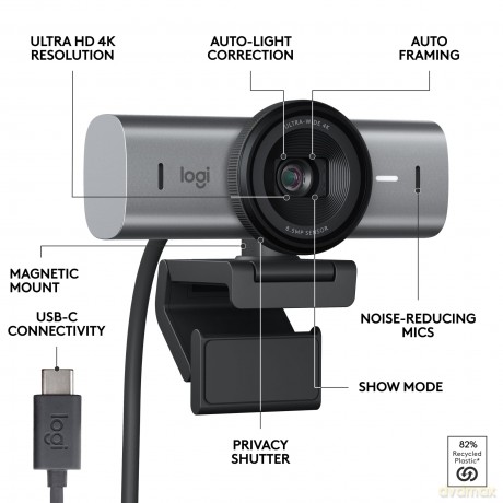 Logitech - MX Brio Ultra HD 4K Collaboration and Streaming Webcam - Graphite