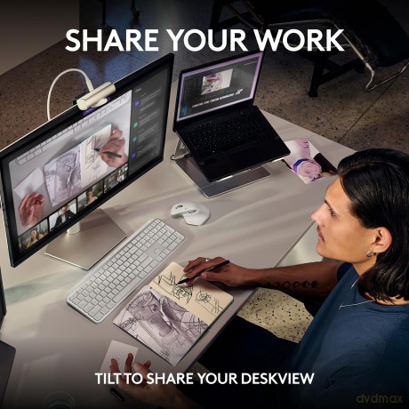 Logitech - MX Brio Ultra HD 4K Collaboration and Streaming Webcam - Pale Grey