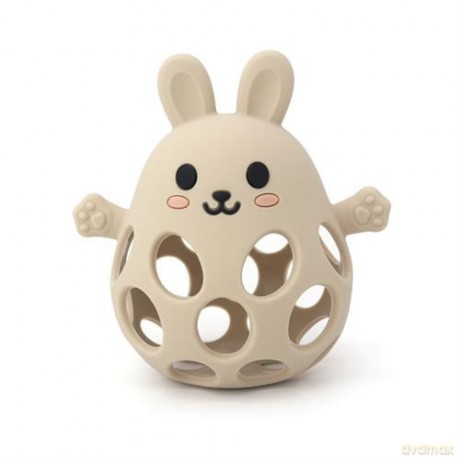Magni - Teether ball with bunny in LFGB silicone, beige - (5731)