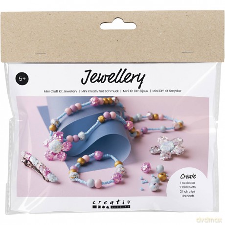 Mini Craft Kit - Jewellery, blue, light blue, pastel pink, 1 pack (977747)