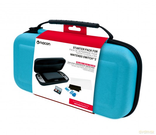 Nacon - Essential Pack for Nintendo Switch II - Hard Case, Screen Protector, and Storage Box for 4 Games (Blue)
