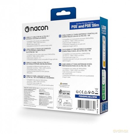 Nacon HDMI Cable 2.1 Braided, 8K - 3m, White