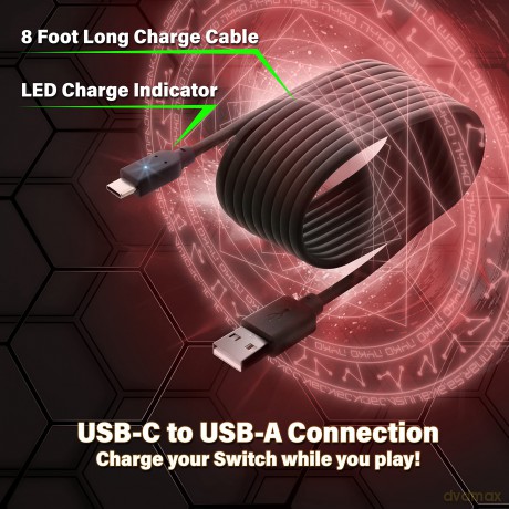 Nyko Charge Link for Nintendo Switch, Switch Lite, and Switch OLED in Black - 2,44 m