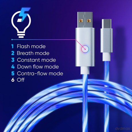 ONIVERSE - USB-C Quick Charge Cable with LED - 2 meters - White