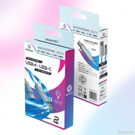 ONIVERSE - USB-C Quick Charge Cable with LED - 2 meters - White