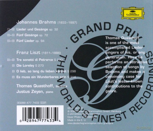 Thomas Quasthoff: Brahms/Liszt:Lieder Grand Prix [CD]