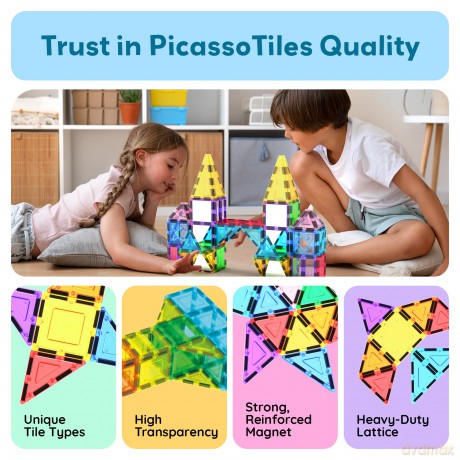 Picasso Tiles - 3-D Magnetic Building Set (152 pcs) (PT152)
