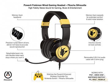 PowerA Pokemon Wired Gaming Headset - Pikachu Silouette