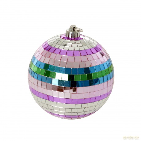 Rice - Disco Ball with Funky Stripes - Pink, Silver, Green, Blue - Medium