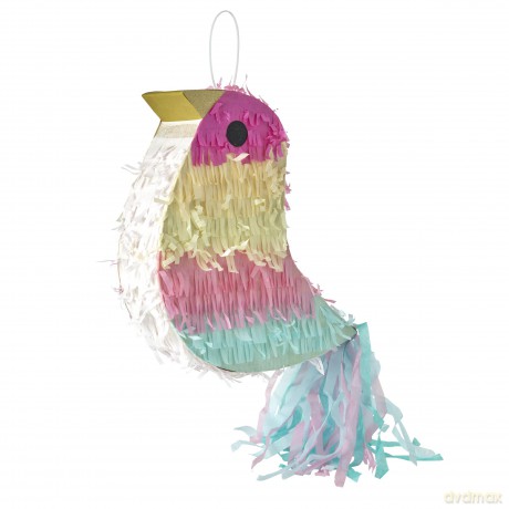Rice - Pinata in Bird Shape - Pink, Yellow, Blue - Large