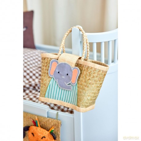 Rice - Raffia Kids Bag with Elephant Closing - (KIBAG-ELEP)
