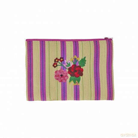 Rice - Recycled Plastic Pouch Bag Sand Stripes and Flower Print