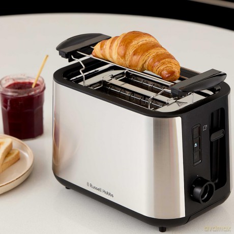 Russell Hobbs - Heaton Brushed 2Slice Toaster - Brushed Stainless Steel and Black