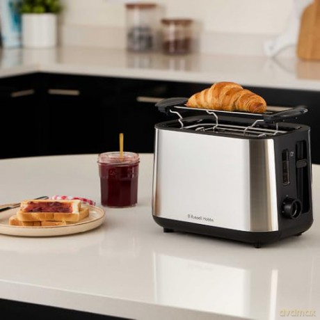 Russell Hobbs - Heaton Brushed 2Slice Toaster - Brushed Stainless Steel and Black
