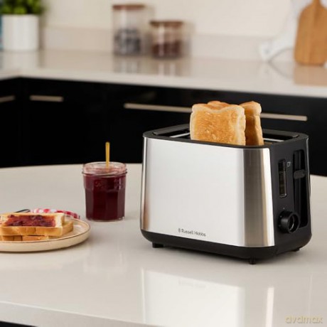 Russell Hobbs - Heaton Brushed 2Slice Toaster - Brushed Stainless Steel and Black