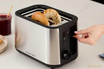 Russell Hobbs - Heaton Brushed 2Slice Toaster - Brushed Stainless Steel and Black