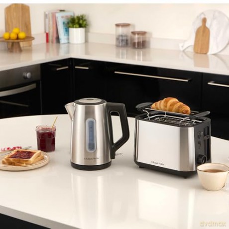 Russell Hobbs - Heaton Brushed 2Slice Toaster - Brushed Stainless Steel and Black