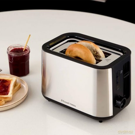 Russell Hobbs - Heaton Brushed 2Slice Toaster - Brushed Stainless Steel and Black