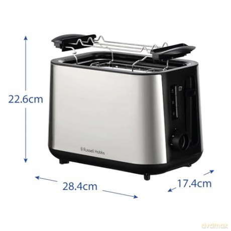 Russell Hobbs - Heaton Brushed 2Slice Toaster - Brushed Stainless Steel and Black