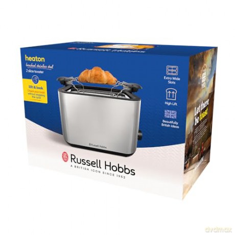 Russell Hobbs - Heaton Brushed 2Slice Toaster - Brushed Stainless Steel and Black