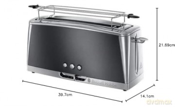 Russell Hobbs - Luna Long Slot 2 Slice Toaster - Moonlight Grey