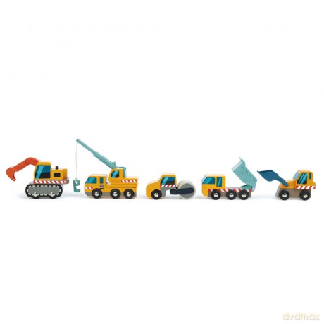 Zestaw pojazdów budowlanych Tender Leaf - 5 Construction Vehicles - (TL8355)