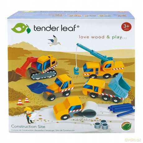 Zestaw pojazdów budowlanych Tender Leaf - 5 Construction Vehicles - (TL8355)