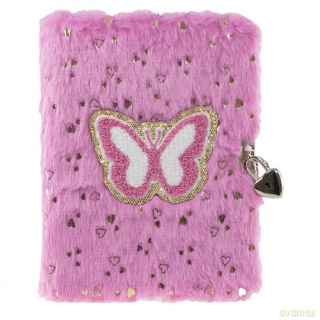 Tinka - Plush Diary with Lock - Pink Butterfly (8-802166)