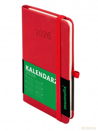 Kalendarz 2026 Memofix A6 TDW czerwony [KALENDARZ]