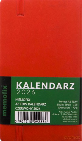 Kalendarz 2026 Memofix A6 TDW czerwony [KALENDARZ]