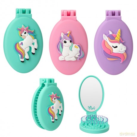 Szczotka składana z lusterkiem Jednorożec Ylvi 1szt.mix 13565A