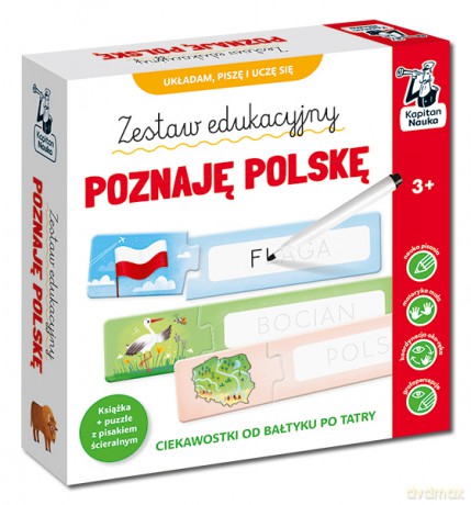 Zestaw edukacyjny. Poznaję Polskę. Książka + puzzle do pisania. Kapitan Nauka [KSIĄŻKA]