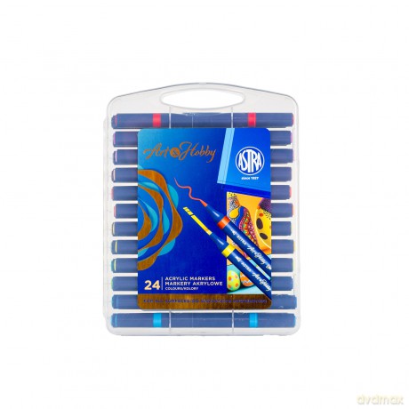Markery akrylowe artystyczne dwustronne ASTRA Art&Hobby - 24 szt. walizka