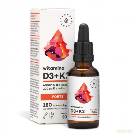 AURA HERBALS Witamina D3 4000 IU + K2 forte krople 30 ml