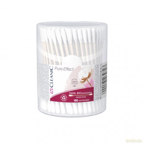 CLEANIC Patyczki higieniczne Pure Effect - 160 sztuk - pudełko okrągłe
