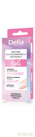 DELIA Zestaw do regeneracji paznokci - Odżywka 11ml + Żel 5ml + Patyczek