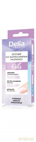 DELIA Zestaw do wzmocnienia paznokci - Odżywka 11ml + Żel 5ml + Patyczek