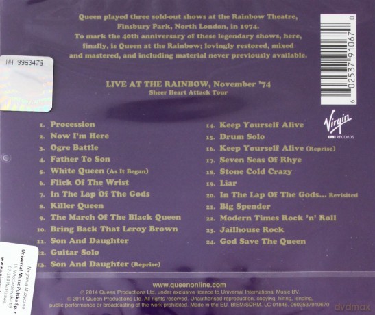 Queen Live At The Rainbow' 74 [CD]