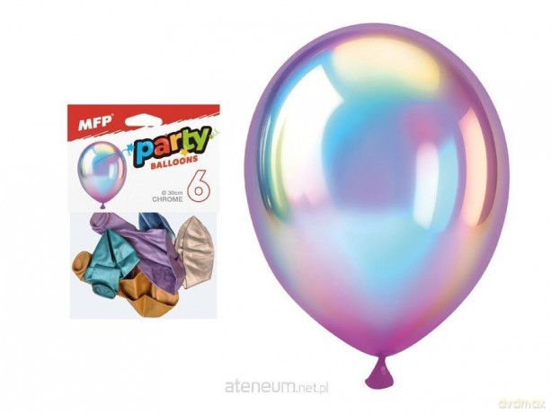 Balon dmuchany chrom 30 cm 6szt