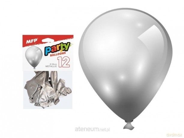 Balon dmuchany metal srebrny 26 cm 12szt