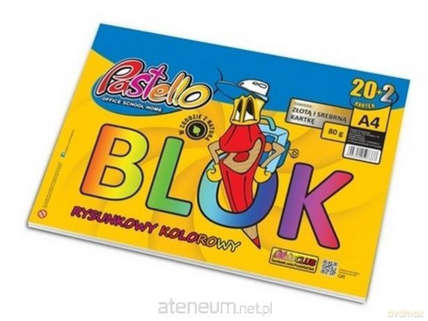 Blok rysunkowy A4 80g kolorowy 22 kartki