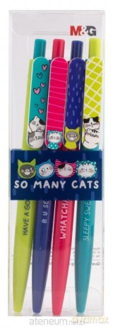 Długopis automat 0.7mm So Many Cats nieb 4szt