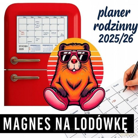 Kalendarz 2025/26 planer rodzinny magnes Kapibara [KALENDARZ]