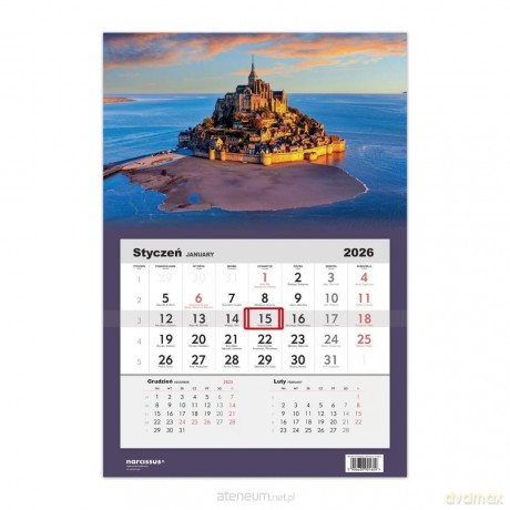 Kalendarz 2026 jednodzielny Francja [KALENDARZ]