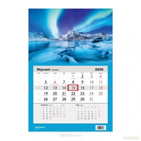 Kalendarz 2026 jednodzielny Zorza polarna [KALENDARZ]