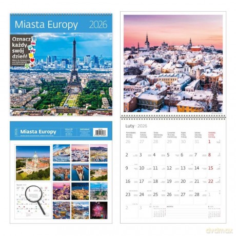 Kalendarz 2026 ścienny 30x30 Miasta Europy [KALENDARZ]