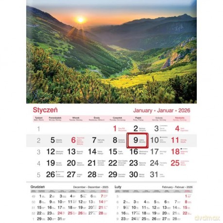 Kalendarz 2026 ścienny jednodzielny Góry [KALENDARZ]
